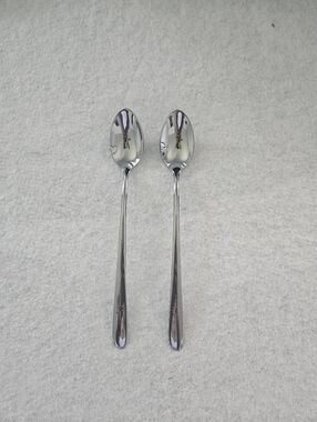 Set of 2 Stainless By Imperial US Vintage Single Starburst Design Ice Tea Spoons